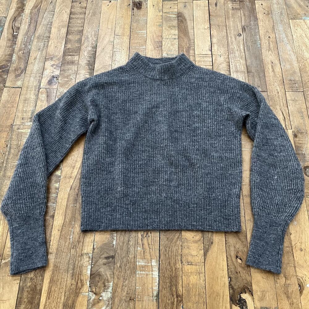 Quince Baby Alpaca-Wool Crew Neck Sweater Women's XS Charcoal Gray